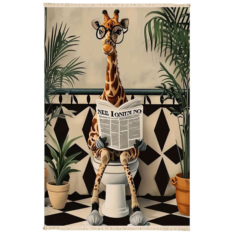 Nov Tapis fantaisie girafe sur une toilette