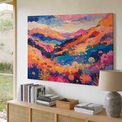 Wall Art Canvas Dreamscape Flora Canvasabstract Colorful Landscape With Flowing Nature Forms Ready To Hang Gallery Wrapped Home Decor