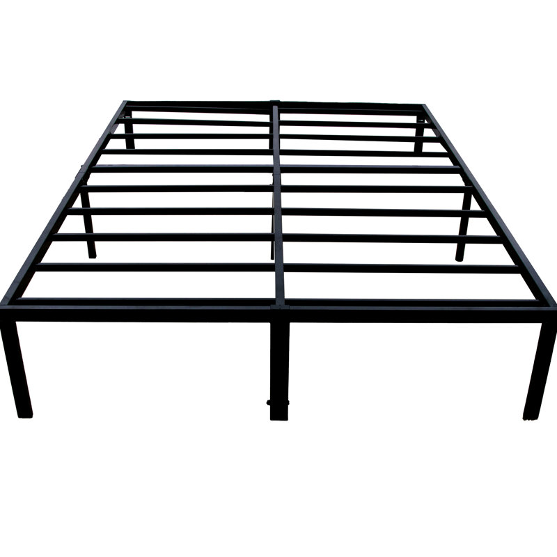 Base pleine plateforme en acier noir, conception moderne, rangement sous le lit, cadre, Lit double