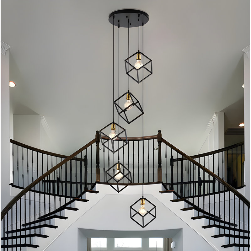 Indie 23.37" W 5-Light Dimmable Steel Geometric Chandelier with Adjustable Height
