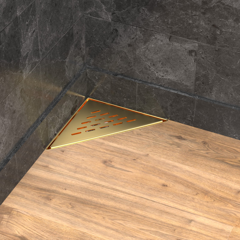 Drain de douche en coin 8 po avec crépine et crochet de levage - Drain en acier inoxydable moderne pour douches de salle de bain