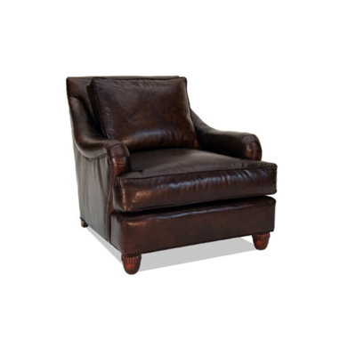 Leather Armchair Chair with Ottoman