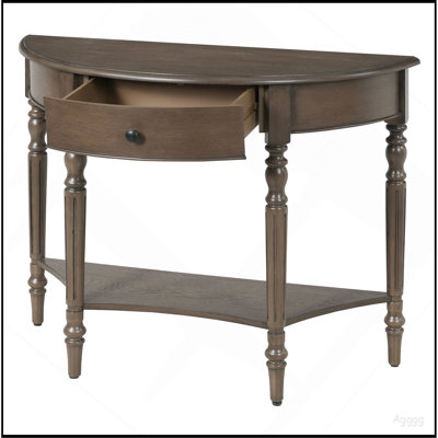 Console en demi-lune avec tiroir et tablette Farmhouse - Table d'appoint rustique, canapé pour le vestibule, le salon, le couloir et le vestibule (noyer)