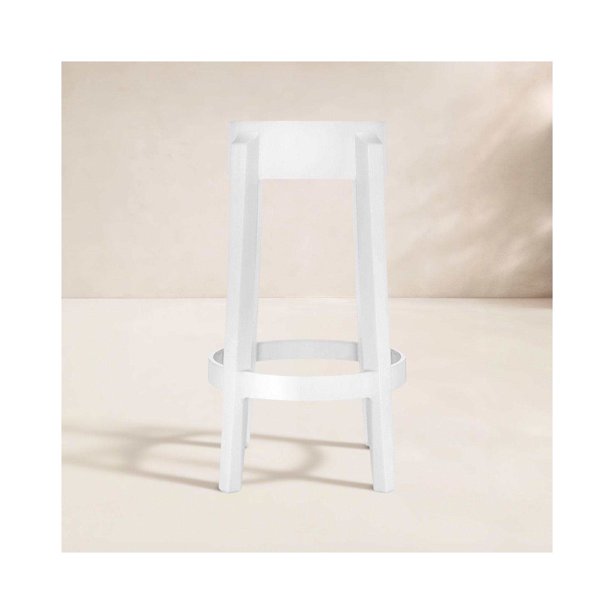 Charles Backless Outdoor Bar Stool, Glossy White, 25.59"