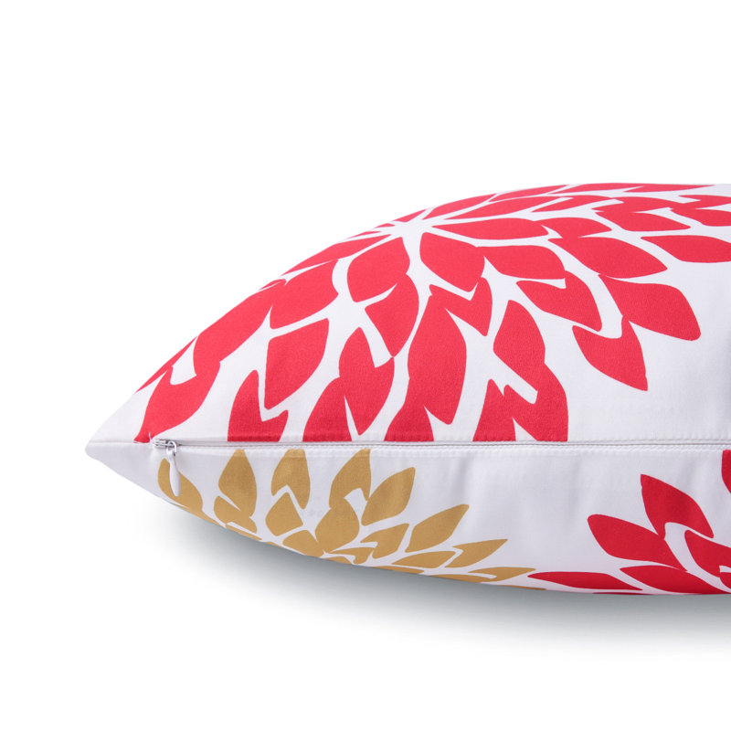 Red and Yellow Reversible Polyester Square Throw Pillow Set