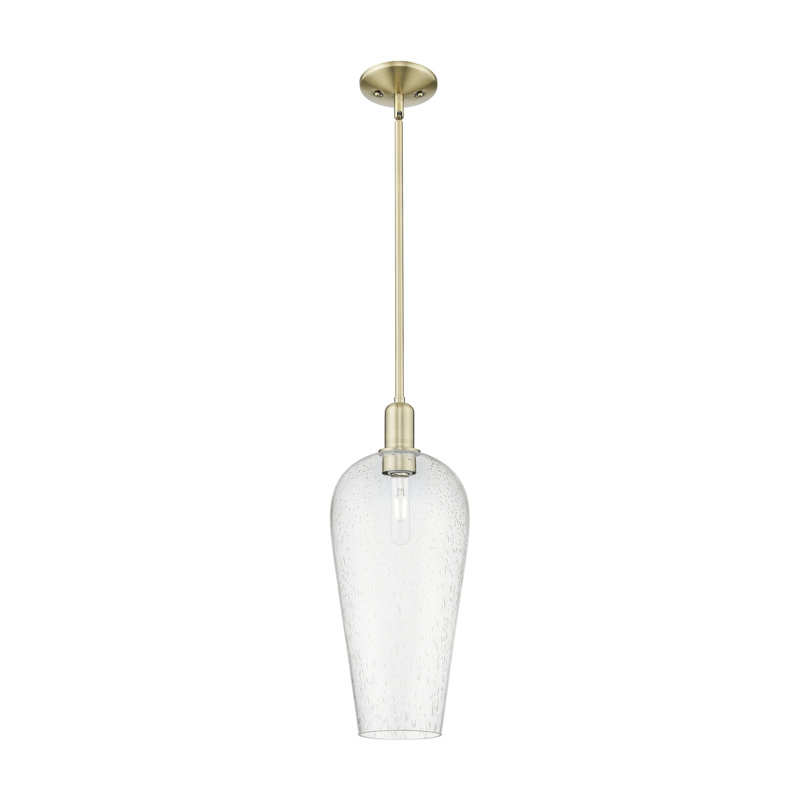 Downtown Urban - Chelsea - Mini-luminaire suspendu à cordon 1 lumière 8 po - Finition nickel brossé satiné - Abat-jour granuleux
