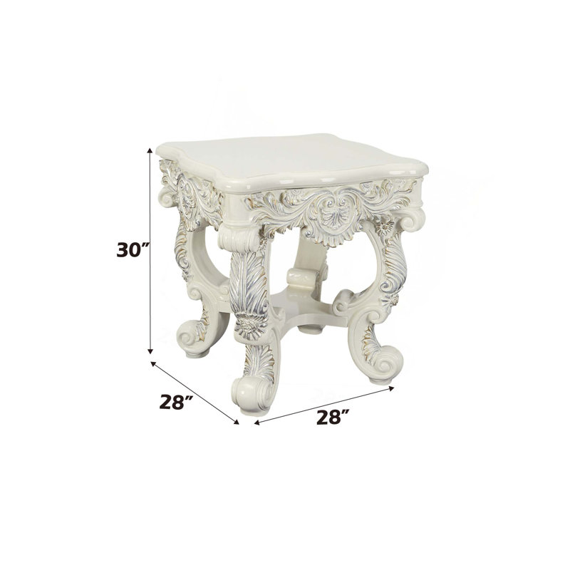 Table de bout à finition blanc antique