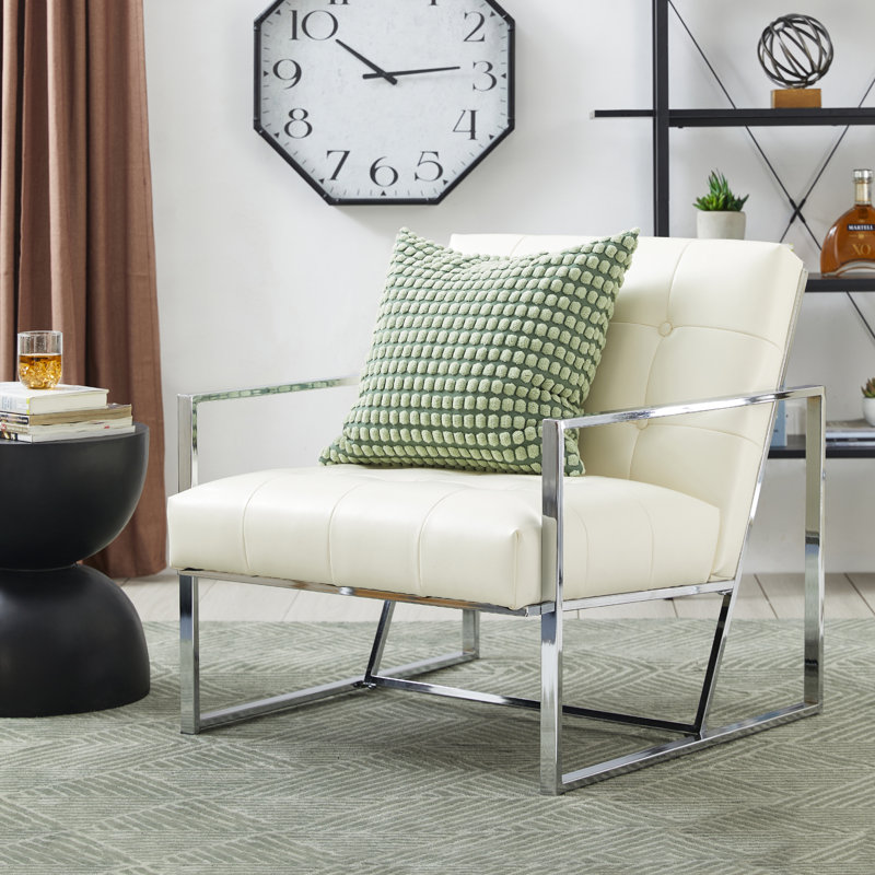 Fauteuil de 30 po Siebo, Similicuir crème
