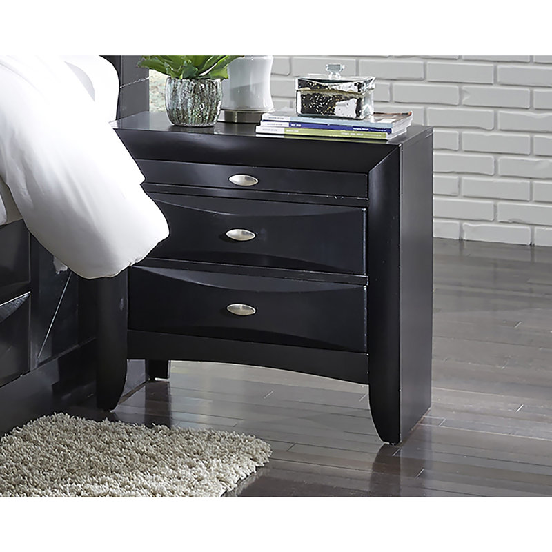 Table de chevet LUCILLE NOIR (comprend seulement la table de chevet), Noyer brun
