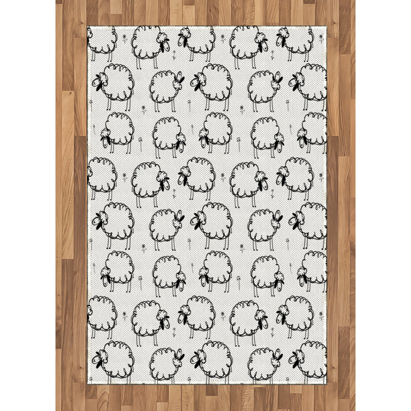 Eaddy Flatweave Black/White Rug, Rectangle 120 x 180cm