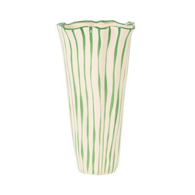 Vase rayé en grès festonné