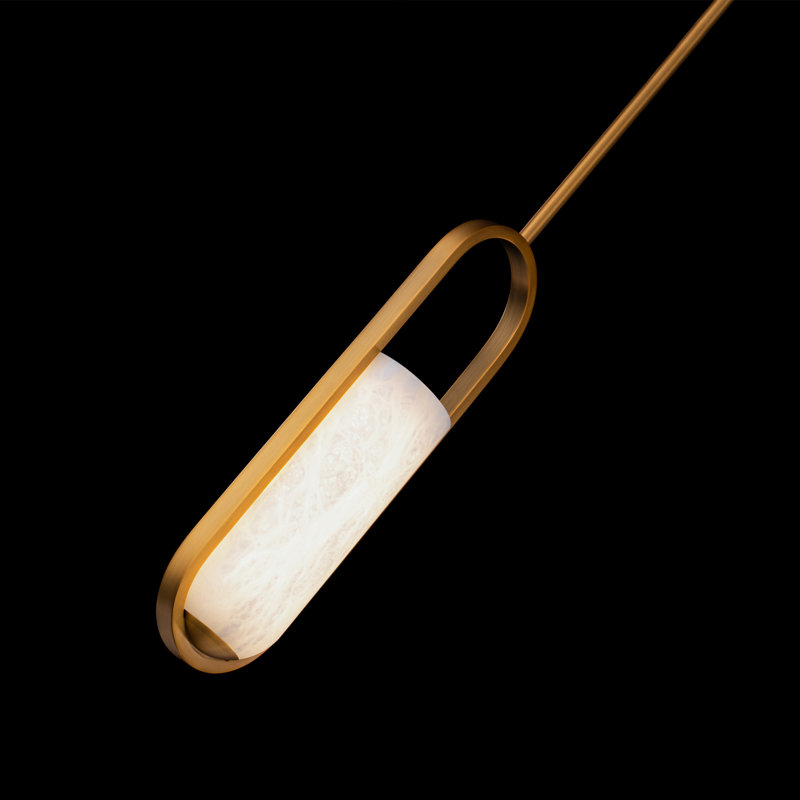 Rollins Aged Brass Mini LED Pendant with Alabaster Shade
