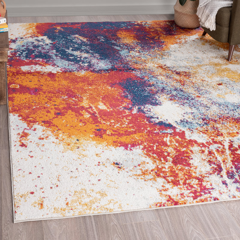 Abstract Contemporary Indoor Area Rug for Living Room, Dining Room, Bedroom, Rectangle 5'3" x 7'3"