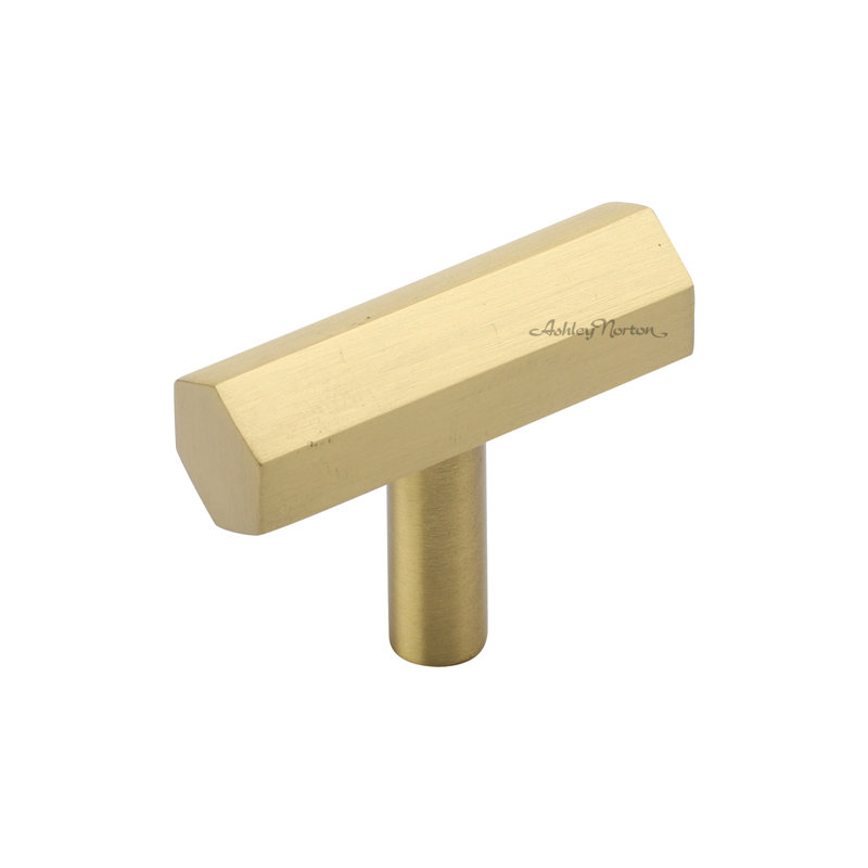 Hex Bar Knob, Satin Brass
