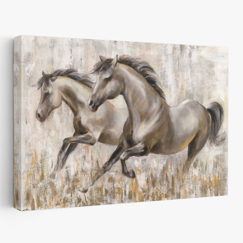 Chevaux qui courent - Animaux Équitation brune, H 60 po x l 40 po