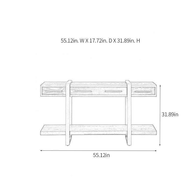 Console Minimalist Art avec 3 tiroirs, H 31,89 po x l 55,12 po x P 17,72 po