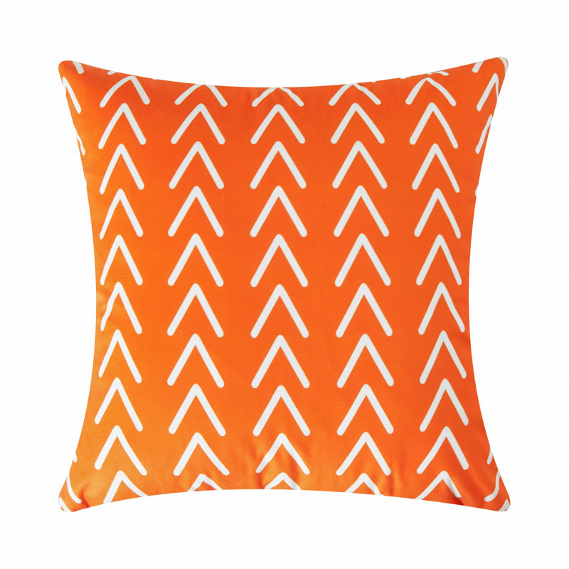 Printing KD125 Outdoor Square Pillow Cover, Orange/White