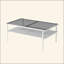 Ensemble de 3 tables basses et tables de bout, table en verre trempé avec panneau de fibres à densité moyenne, tables modernes pour le salon, verre gris