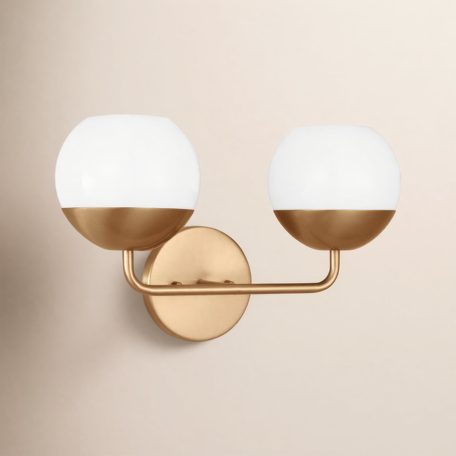 Avoca 2-Light Dimmable Vanity Light, Satin Brass