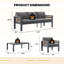 Ensemble de conversation modulaire pour patio 4 pièces, mobilier d'extérieur en aluminium avec coussins épais, ensemble de patio résistant aux intempéries pour balcon, terrasse