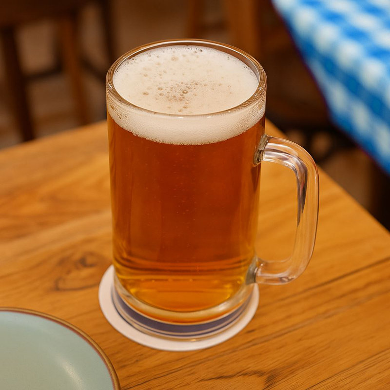 Argon Tableware 540ml Beverage Mugs - Glass Pint Steins with Handle, Pack of 8