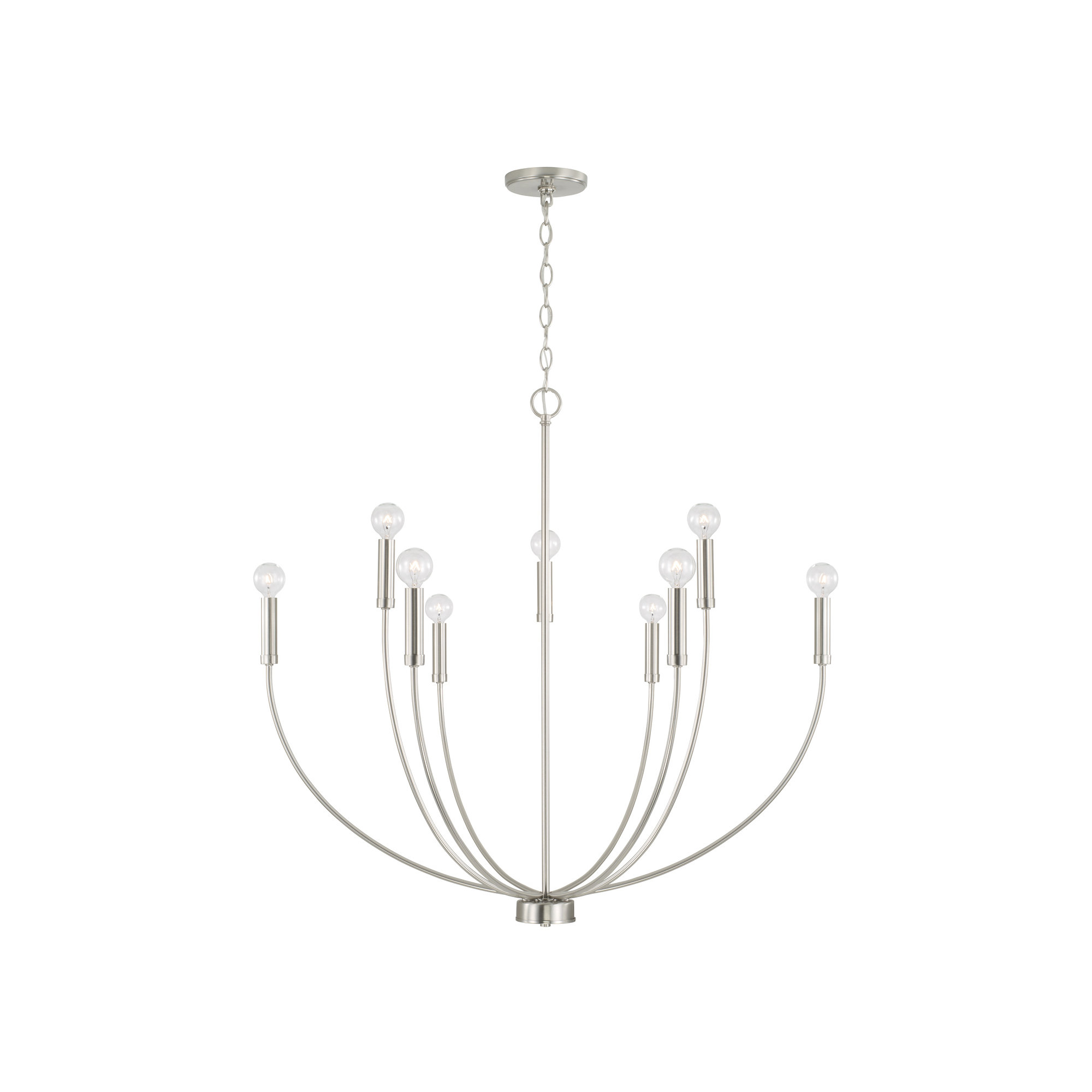 Ansley Dimmable Classic / Traditional Chandelier, Brushed Nickel, 9 Lights