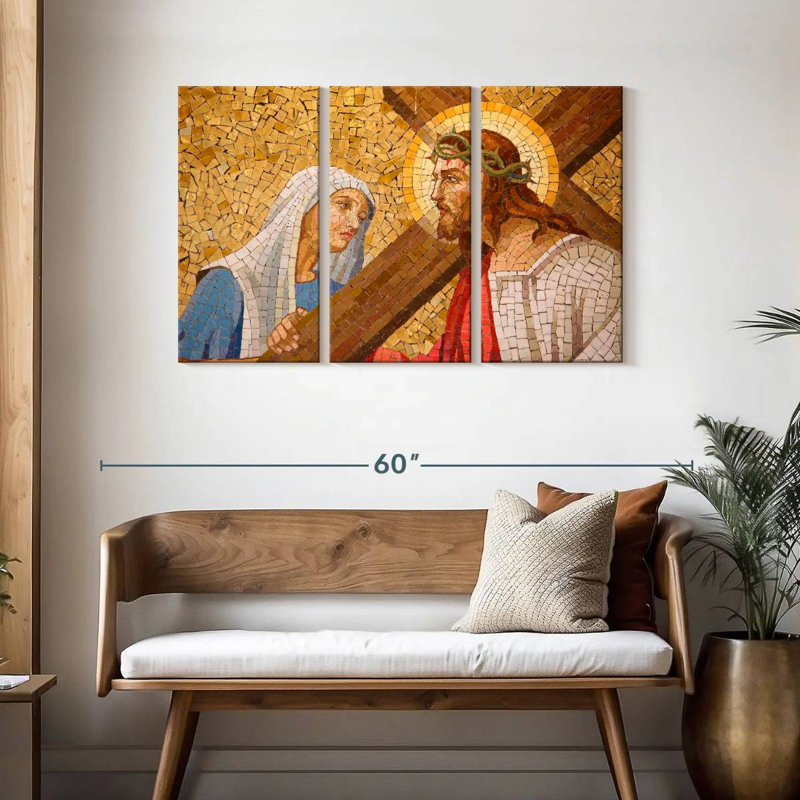 Adella, Jésus-Christ et Marie, mosaïque, H 28 po x l 45 po