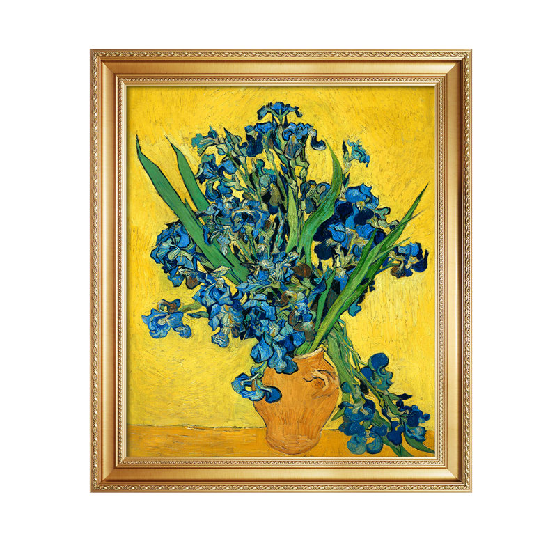 Reproduction d'art avec vases d'iris, Vincent Van Gogh. Estampe numérique sur toile pour décoration intérieure