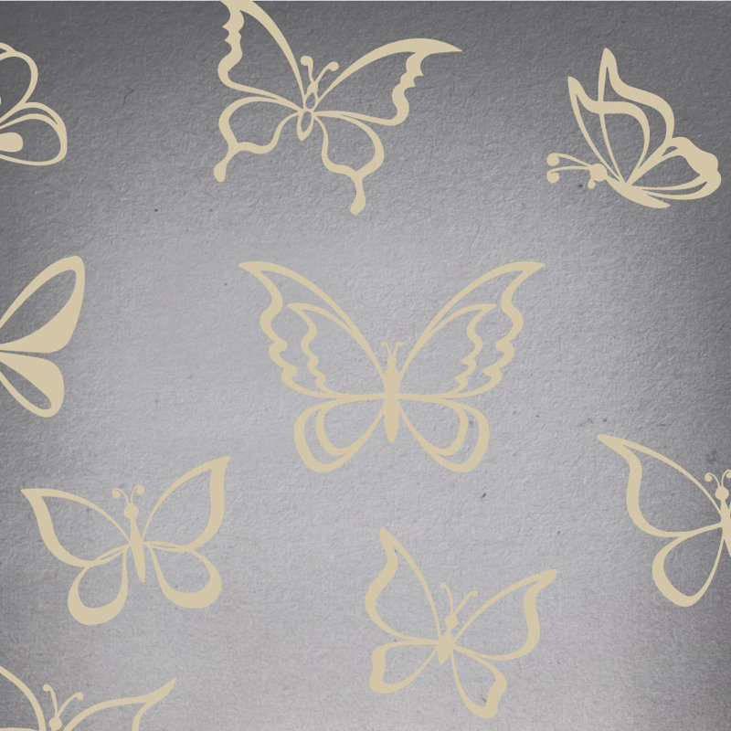 Adhésif décoratif papillon, H 24 po x l 25 po x P 0,01 po, Beige