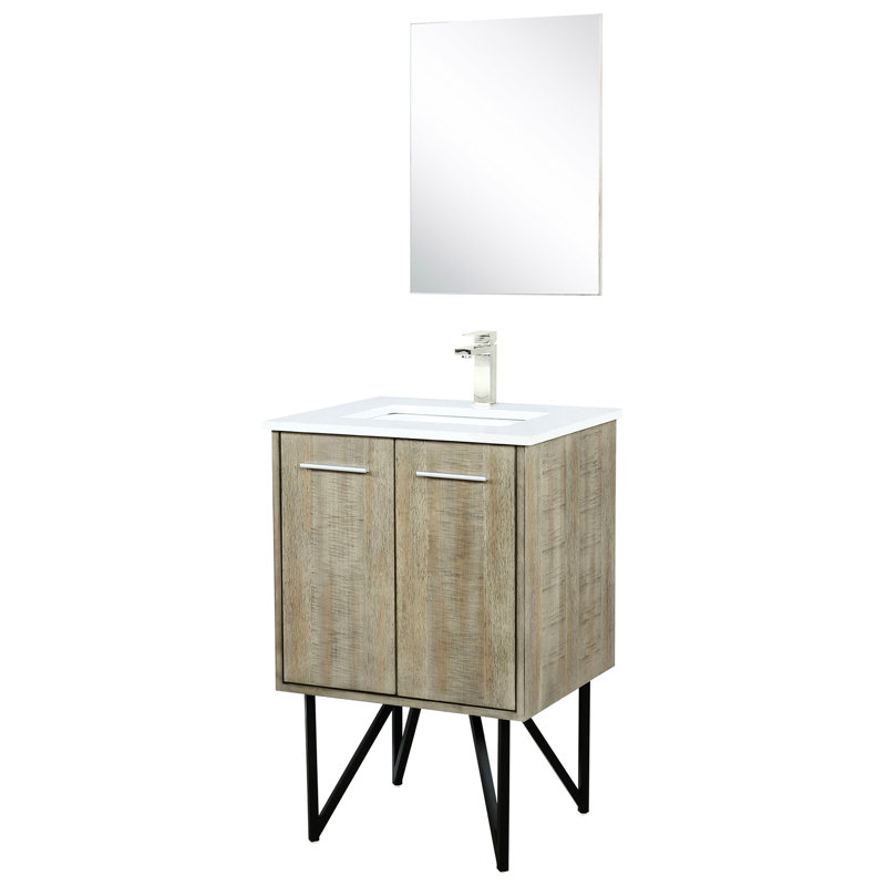 24 po Meuble-lavabo l 20 po x P 20 po, comptoir en marbre, robinet en nickel brossé, meuble-lavabo à 18 teintes et pratique, matériau durable