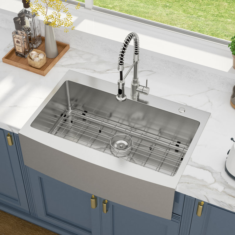 33" L x 22" W Farmhouse Drop-in Kitchen Sink Stainless Steel Farm Topmount Sink Single Bowl Sink