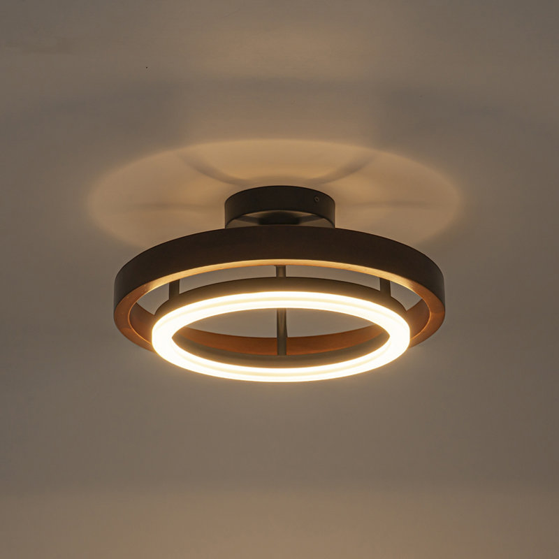 Pershing 1-Light Walnut Wood LED Semi-Flush Mount