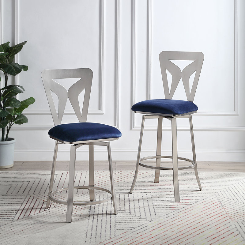 Ollis Swivel Bar & Counter Stool, Navy, Bar Stool (29" Seat Height)