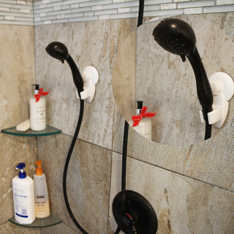 White Plastic Rust Resistant Suction Shower Head Bracket