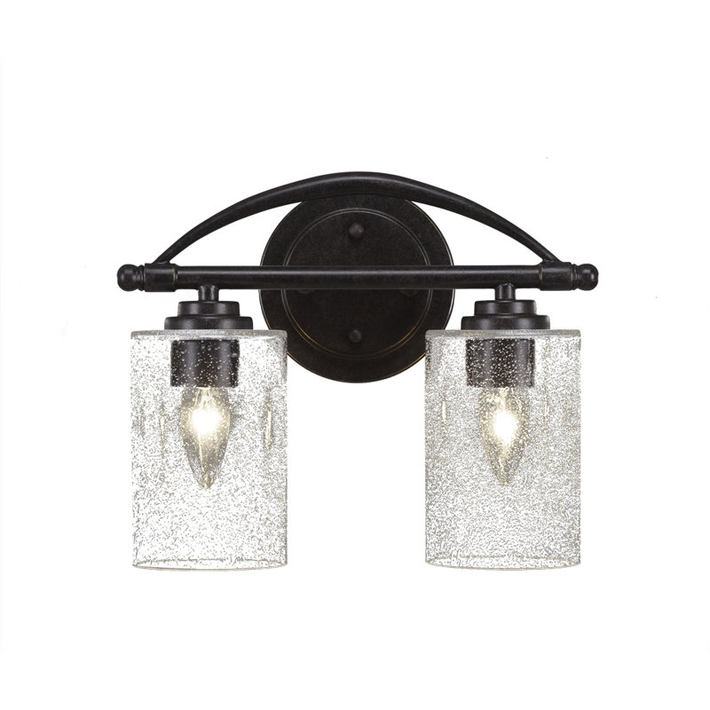 Éclairage pour meuble-lavabo 2 lumières Albreda, Bulle transparente, Granite noir