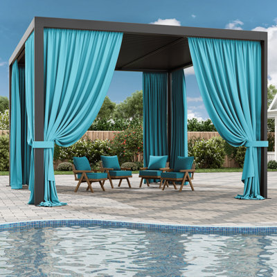Outdoor Gazebo Curtains Polyester Side Wall For Gazebo, 4-Panels Sidewall Curtains For Patio, Garden And Backyard (Only Curtains)