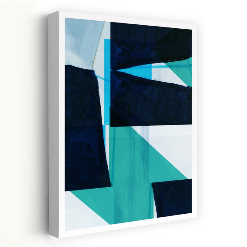 Impression d'art mural abstrait géométrique bleu profond, 36" H x 24" W