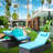 3-Piece Outdoor Patio Furniture Set Chaise Lounge, Patio Reclining Rattan Lounge Chair Chaise Couch Cushioned With Glass Coffee Table, Adjustable Back And Feet, Lounger Chair For Pool Garden-1962412274