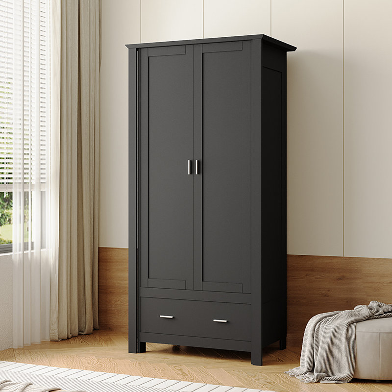 2 Door Manufactured Wood Wardrobe, Black