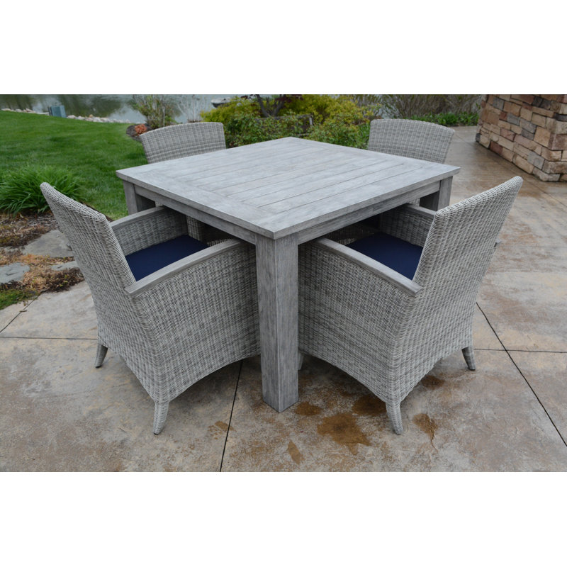 Bella Wicker Outdoor Dining Armchair, Canvas Navy Sunbrella® Canvas, Gray