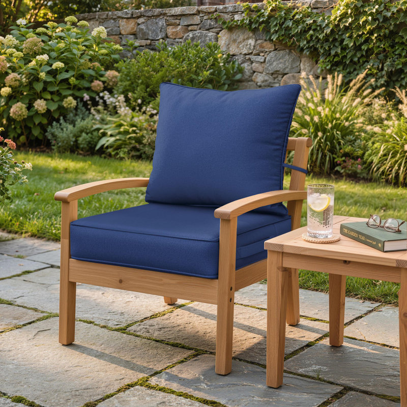 Ensemble de coussins de siège d'extérieur Wynee, Bleu, 19" W x 19" D, 4"