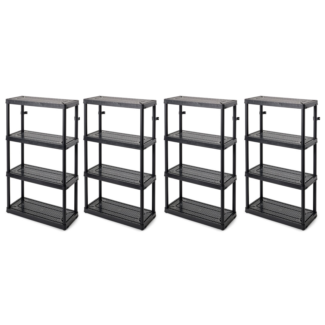Gracious Living 4 Shelf Fixed Height Medium Duty Storage Unit, Black (4 Pack) (Set of 4) Gracious Living