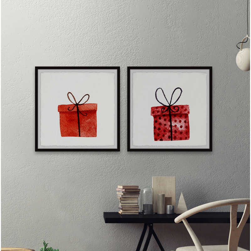 Chatman Red Gift Boxes - 2 Piece Single Picture Frame Painting, 81cm H x 162cm W x 3.81cm D