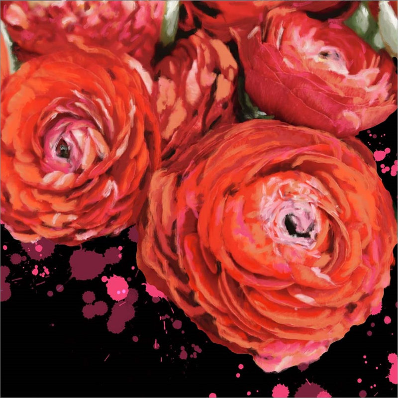 «Fiery Ranunculus» par Melody Hogan, art mural sur toile