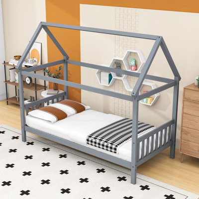 Twin Size Wooden Bed With Under Bed Storage And Slats by Harper Orchard