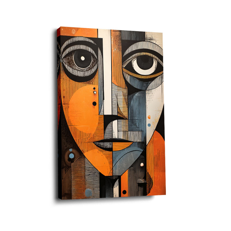 Cadre géométrique moderne sur toile abstraite «Geometric Face» pour Eclectic Studio, 30 x 20 pouces (75 x 50 x 2 cm)