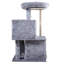 Arbre à chat double couche avec maison et arbre de flanelle en panneau de particules gris, dimensions de 19,7 x 17,7 x 34 po, structure de longue durée de 25,57 lb, abris de détente, accessoire, assemblage étape par étape