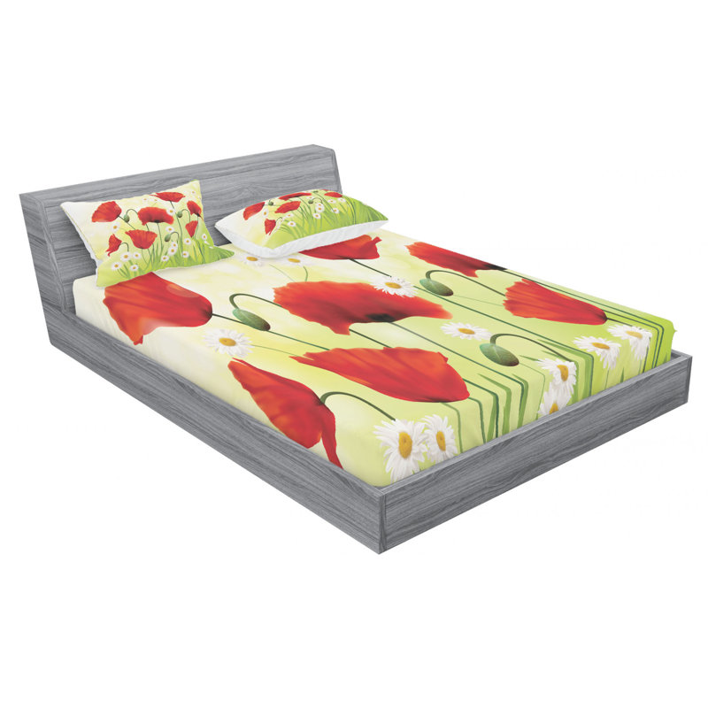Poppy Microfiber Sheet Set, Queen Sheet Set with Fitted Sheet