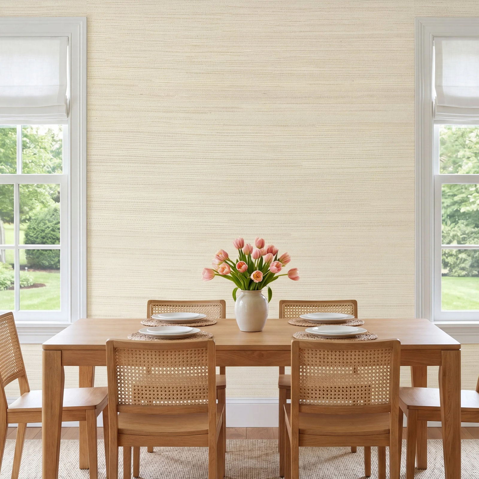 Kent Grass Cloth Wallpaper, Cream