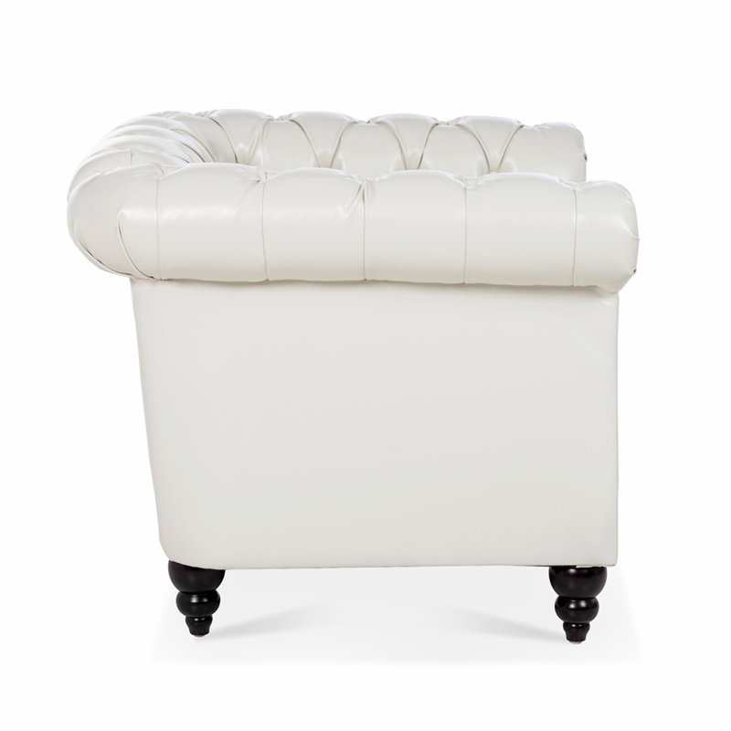 Sofa 1 place pour salon, Blanc, Blanc, Noir